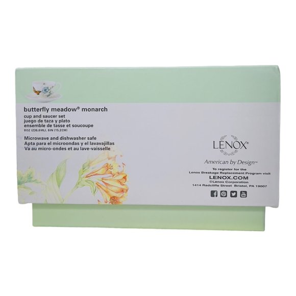 Lenox Butterfly Meadow Monarch Cup and Saucer Set New in Box - Picture 10 of 11